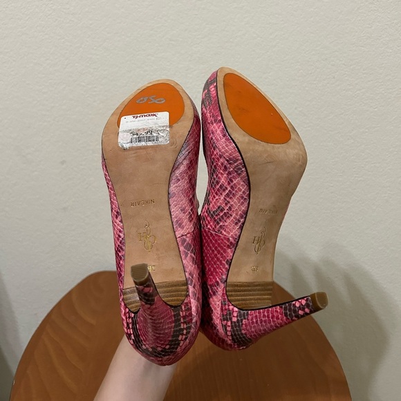 Cole Haan Pink Leather Nike Air Snakeskin Print Chelsea Pink Heel Women's Size 8 - Picture 12 of 12